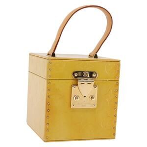 LOUIS VUITTON Monogram Vernis Bleecker Cosmetic Pouch Beige M91002 Auth BA6998